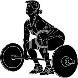 A Silhouette of a Woman Power Lifter - Royalty Free Clipart Picture