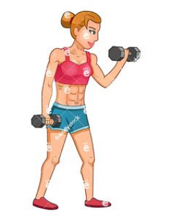 Strong Female Bodybuilder Lifting A Barbell - Cartoon Clipart ...