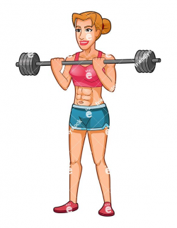 Strong Female Bodybuilder Lifting A Barbell - Cartoon Clipart ...