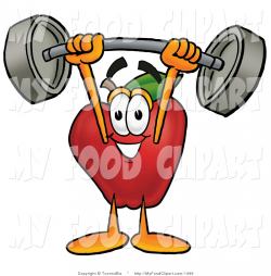 Food Clip Art of a Strong Red Apple Character Mascot Holding a Heavy ...