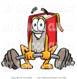 Clip Art of a Strong Red Book Mascot Cartoon Character Lifting a ...