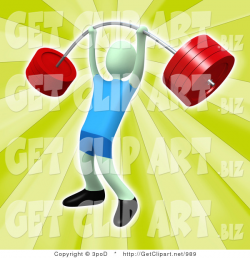 3d Clip Art of a Strong Male Holding Heavy and Bending Red Barbell ...