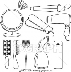 EPS Illustration - Hair accessories and barber tools line icons ...