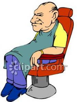 Old Man Sitting In a Barber's Chair - Royalty Free Clipart Picture