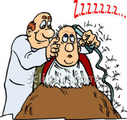 Cartoon of a Barber Using Electric Clippers on a Customer - Royalty ...