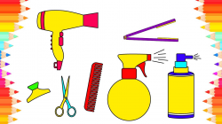 How to Draw Easy Accessories for Hair. Coloring Pages Set Barber ...