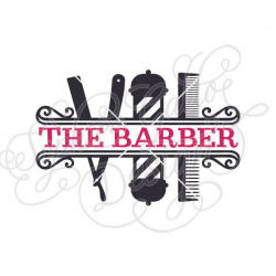 Barber Shop Split Monogram Cut SVG, DXF & PNG files instant download ...