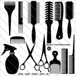 Barber Tool Silhouettes SVG, hair salon clipart, Barber Tool svg Cut ...