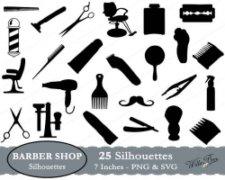 Barber Shop Silhouette Clipart Images - 7 inches - PNG & SVG file ...