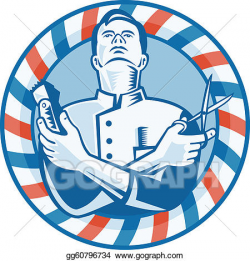 Vector Illustration - Barber with clipper hair cutter and scissors ...