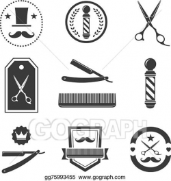 EPS Vector - Barber shop logo, labels, badges vintage. Stock Clipart ...