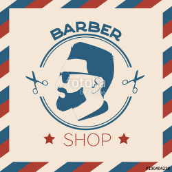 Vector vintage barber shop logo for design. Hipster Man, Hairdresser ...