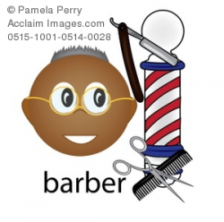 Clip Art Illustration of an Ethnic Barber Occupation Icon