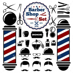 Vector Barber Shop Accessories Set | Barber shop, Font logo and Logos