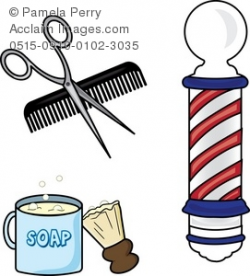 Clip Art Illustration of Old Fashioned Barber's Shaving Items