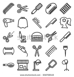 Hairdresser icons set. set of 25 hairdresser outline icons such as ...