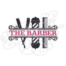 Barber Shop Split Monogram SVG DXF PNG digital download file ...