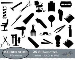 Barber Shop Silhouette Clipart Images 7 inches PNG & SVG