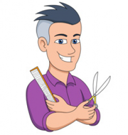 Barber Holding Scissors Comb Clipart | Clipart Station