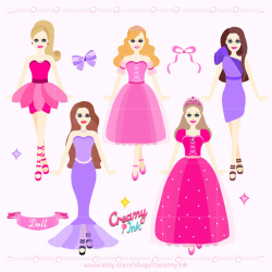 Doll Digital Clip Art / Princess Dolls Digital Clipart Design ...
