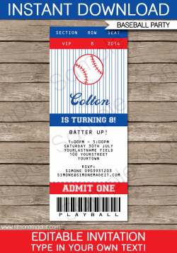 Baseball Ticket Invitation Template | Ticket invitation, Invitation ...