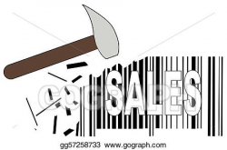 Drawing - Hammer smashing down sales barcode . Clipart Drawing ...
