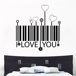 Cool I Love You Barcode And Hearts Wall Sticker | UPC Art ...