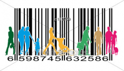 Stock Photo Pedestrians Or Customers Supermarket On Barcode - Image ...