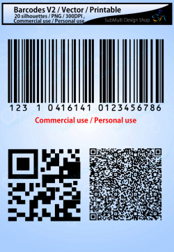 barcodes silhouette / 20 Barcode / printable bar code / vector ...