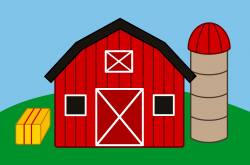 Cute Farm With Barn And Silo - Free Clip Art ( Cartoon Barn Images ...