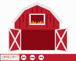 Open Barn clipart, farm digital art instant download