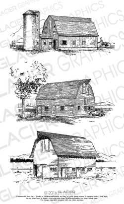 3 Barn Illustrations Vintage Barn Clipart Vector Copyright