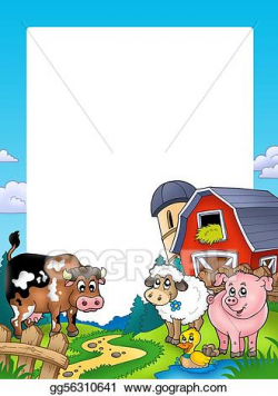 Stock Illustration - Frame with barn and farm animals. Clipart ...