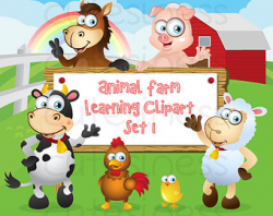 Farm Animal Clipart Cute Baby Animals includes Horse Pig