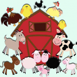 Farm animals Clip art-Little animal birthday party-Scrapbook