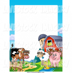 Clip Art of a Happy Cow, Duck, Sheep and Pig by a Silo and Barn ...