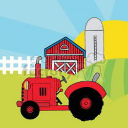 Royalty-Free Vintage Red Tractor In Front Of Country Farm 379382 ...