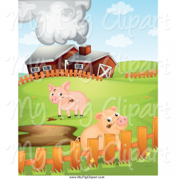 Swine Clipart of a Cute Pigs with Mud Puddles by a Barn by Graphics ...