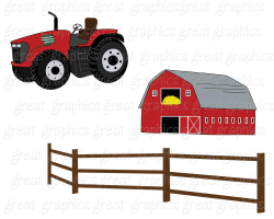 Farm Clipart Fall Festival Apple Digital Farm Clip Art Red Tractor ...