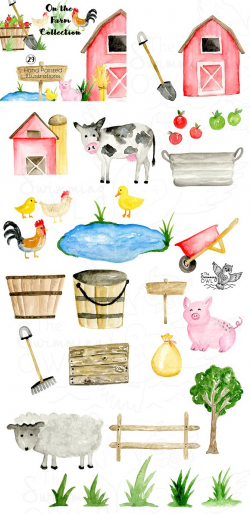 Farm Watercolor Clipart ~ Illustrations ~ Creative Market