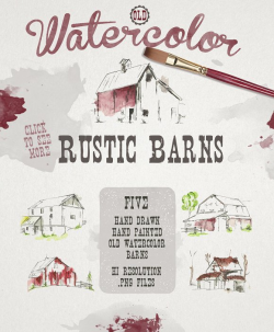Old Watercolor Rustic Barns ~ Illustrations ~ Creative Market