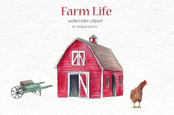 Watercolor Clip Art - Farm Life ~ Illustrations ~ Creative Market