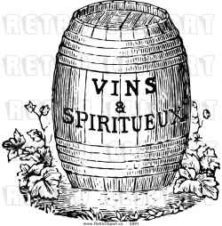 Wine Barrel Black And White Clipart