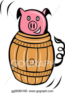 Stock Illustration - Pig pork stuck in barrel . Clipart ...