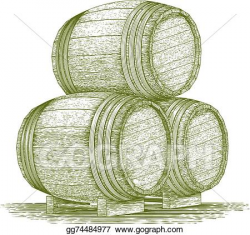 Vector Art - Woodcut whiskey barrel stack. Clipart Drawing ...