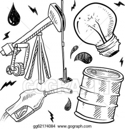 EPS Vector - Fossil fuels objects sketch. Stock Clipart Illustration ...