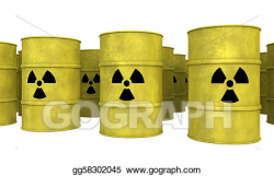 Stock Illustration - Rows of yellow nuclear waste barrel. Clipart ...