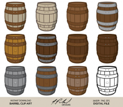Barrel Digital Clip Art - DIGITAL FILE - Barrel Clipart - Barrel ...
