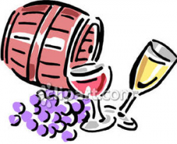 Barrel of Wine and Wine Glasses - Royalty Free Clipart Picture