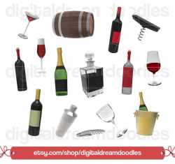 Wine Clipart, Wine Clip Art, Vino Glass Image, Bottle Graphic, Bar ...